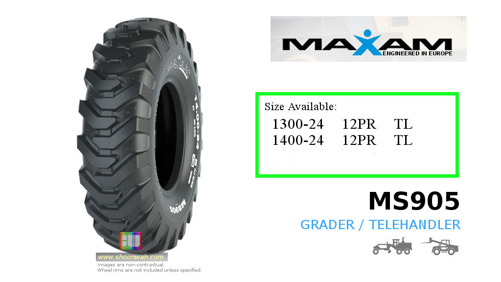 13.00-24 Maxam 12PR tire 1300x24 Maxam MS905 (R4) Grader tires, Telehandler Tubeless Tires